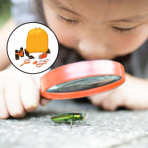 Комплект de-Outdoor Explorer, увеличительное стекло, телескоп, свисток, природный оранжевый