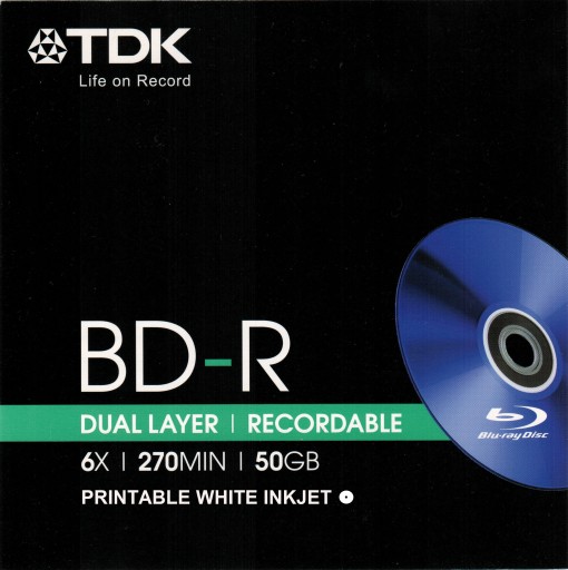 TDK BD-R DL 50ГБ х6 5шт. тонкий футляр для компакт-дисков