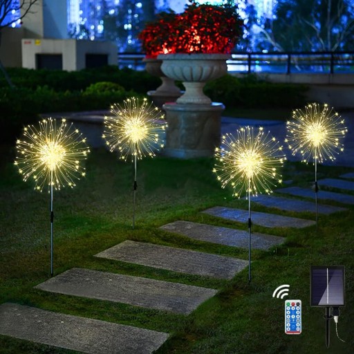 СОЛНЕЧНАЯ ЛАМПА ДЛЯ УКРАШЕНИЯ САДА ДЕРЕВО ДАНДУЛЯРЫ ФЕЙЕРВЕРКИ 120 LED 4ШТ.