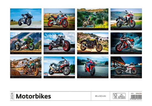 Duży kalendarz MOTORBIKES 2024 MOTOCYKLE MOTORY