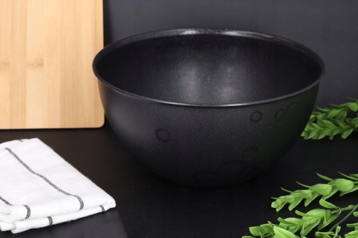 ЧАША КУХОННАЯ, пластик, черная, 3л, с крышкой, диаметр. 24,5 см, прочный, легкий