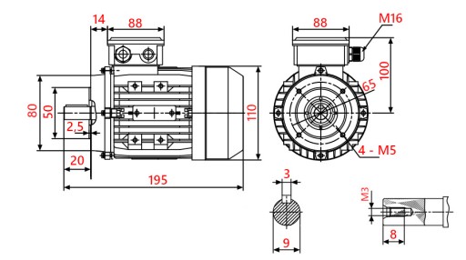 SILNIK ELEKTRYCZNY 0,12kW 400V 1360obr 3FAZOWY
