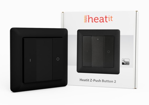 Настенная кнопка Heatit Z-Push 2x черная Z-wave