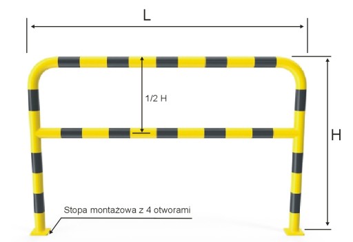 Barierka techniczna z poprzeczką fi 42 o L2000 bariera