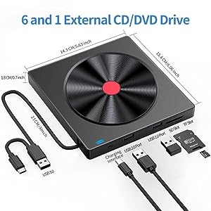 Zewnętrzny napęd CD/DVD do laptopa, 1 USB 3.0 do laptopa, nagrywarka CD ROM
