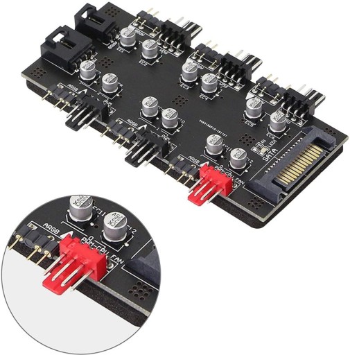 Концентратор SATA PWM + разветвитель aRGB на 6 вентиляторов