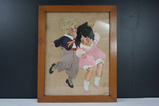 Старая картина, вышитая, расписанная, арт-деко, 1930-е годы.