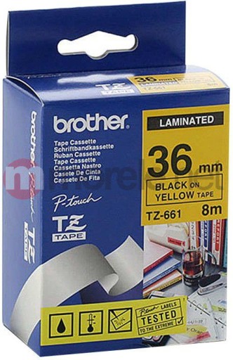 Лента Brother желтая TZ661, черный принт