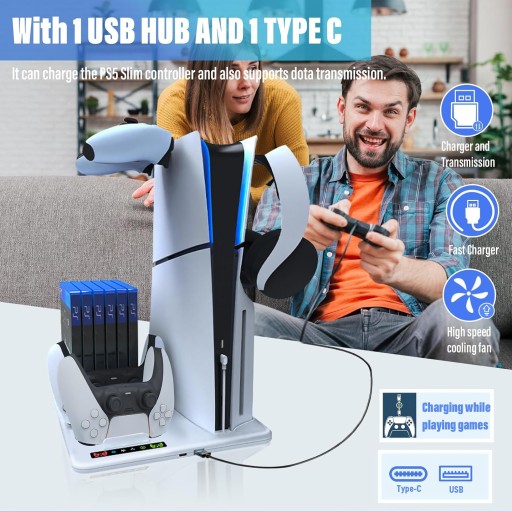 ОРГАНАЙЗЕР ЗАРЯДНАЯ СТАНЦИЯ ДЛЯ DualSense+PS5 SLIM 2023 ОХЛАЖДАЮЩИЙ ВЕНТИЛЯТОР
