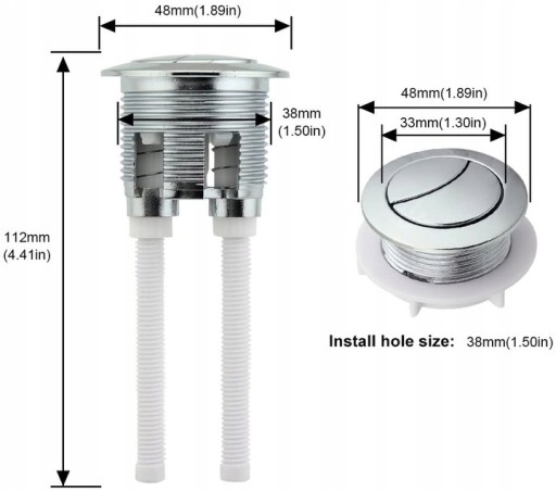 КНОПКА Смыва для унитаза - двойная 38 мм