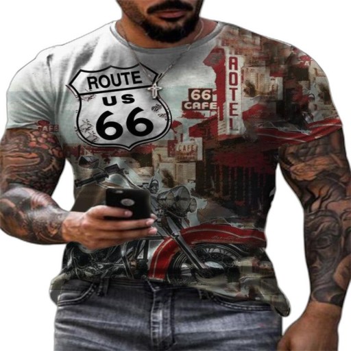 Koszulka męska T-shirt wzór 3D Route 66 klasyk M61