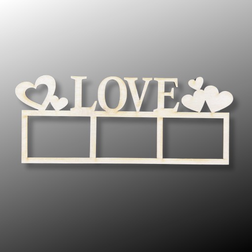 Деревянная фоторамка LOVE надпись 28.8см x 12см Фанера Декупаж 1шт