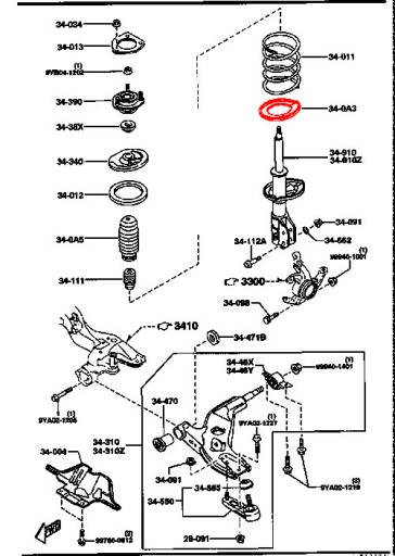 MAZDA 323 323F BA АМОРТИЗАТОР ПРУЖИННАЯ ШАЙБА