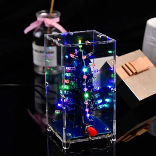 Красочная рождественская елка со светодиодами 3D RGB и корпусом для пайки, набор «сделай сам»
