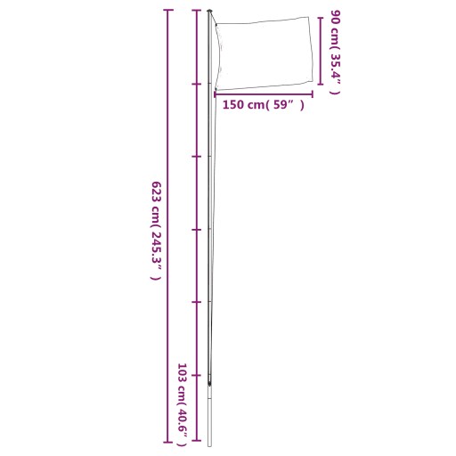 vidaXL Flaga Niemiec z masztem, 6,23 m, aluminium