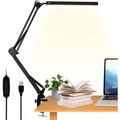 Lampka Biurkowa LED na Biurko Szkolna Nocna Lampa Kreślarska Regulowana USB