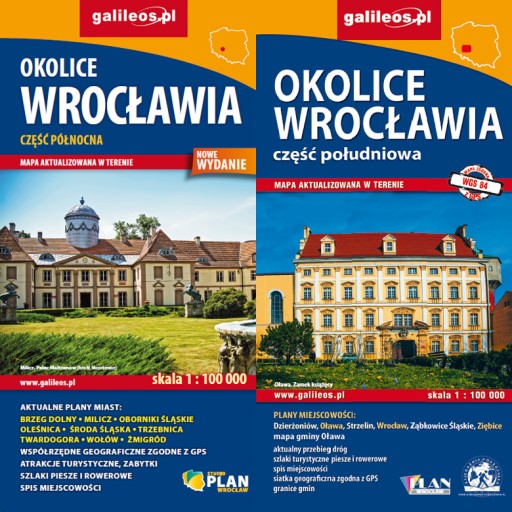 OKOLICE WROCŁAWIA komplet 2 map 1:100T STUDIO PLAN