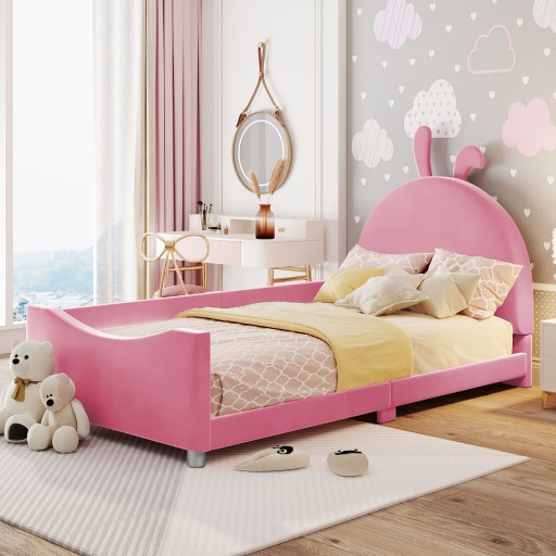 Łóżko dziecięce miękkie łóżko 90*200 cm rozkładana sofa różowym