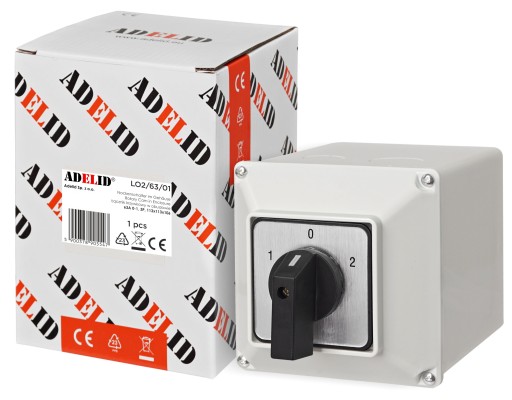 КУЛАЧКОВЫЙ ПЕРЕКЛЮЧАТЕЛЬ 63A 3F 1-0-2 В КОРПУСЕ IP65