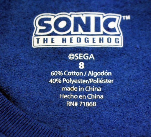 Детская толстовка без капюшона Sega SONIC The Hedgehog, 8 лет, синий принт