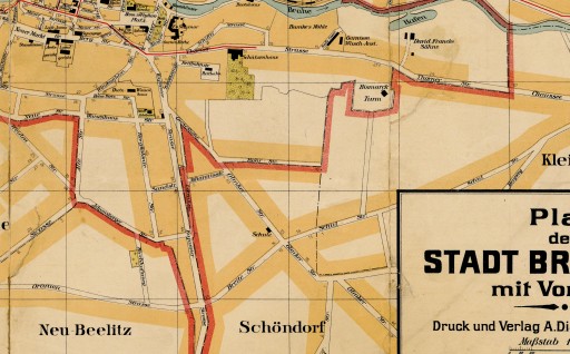Старый план БЫДГОЩ Бромберг 1913 г., 70x50см