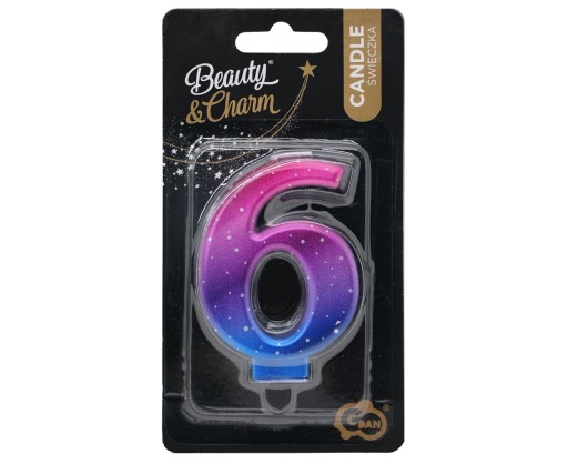 Świeczka na tort Cyfra 7 metaliczna Ombre Galaxy