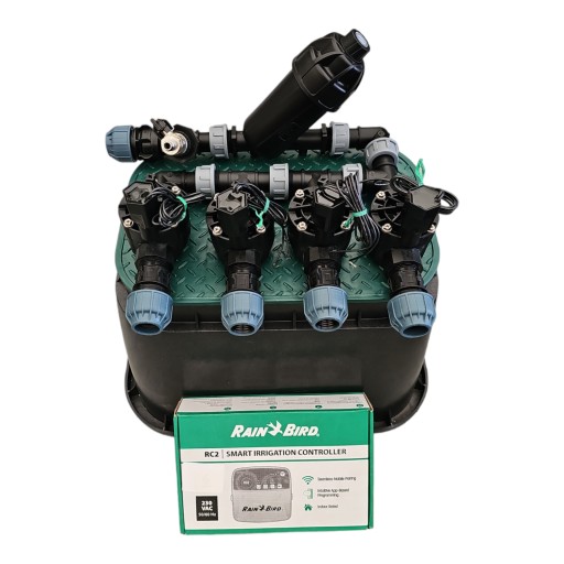 Zestaw Rain Bird 4 sekcje z filtrem Sterownik RC2 WiFi Studzienka PE 25