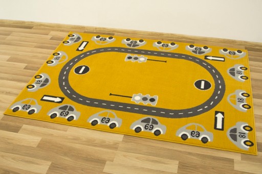 160x225 cm DYWAN DLA DZIECI WYŚCIGÓWKI MUSZTARDOWY