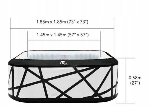 Квадратный надувной гидромассажный бассейн MSpa 930 л