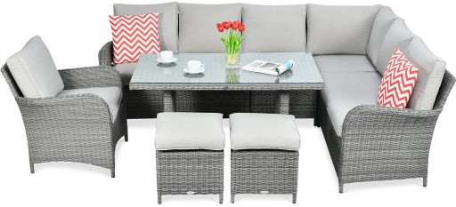 Комплект садовой мебели большой угловой + столик для террасы VENTURA Furniture Grey