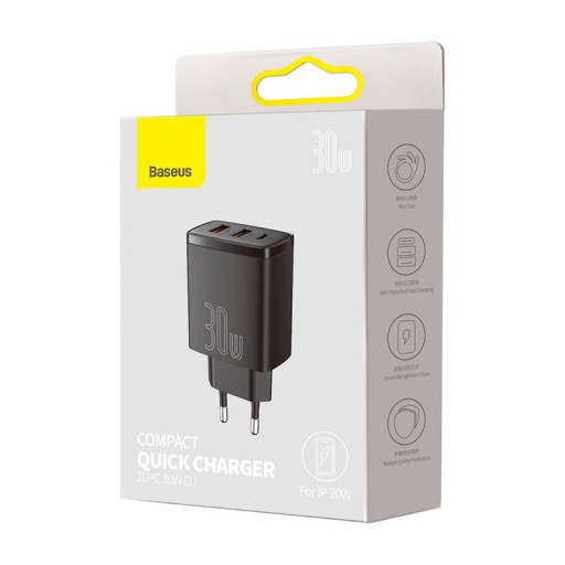 БЫСТРОЕ СЕТЕВОЕ ЗАРЯДНОЕ УСТРОЙСТВО BASEUS ДЛЯ ТЕЛЕФОНА USB USB-C TYPE-C AFC QC 3.0 30 Вт