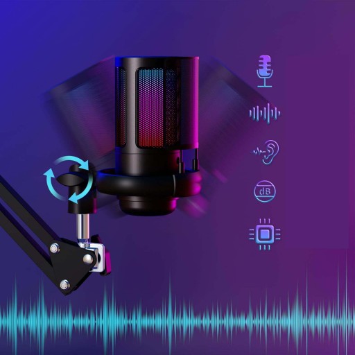 ЦВЕТНОЙ КОНДЕНСАТОРНЫЙ МИКРОФОН RGB С USB-РАЗЪЕМОМ С КНОПКОЙ ОТКЛЮЧЕНИЯ ЗВУКА
