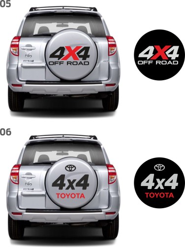 Наклейки Toyota RAV4 на запаску 4X4 2 цвета