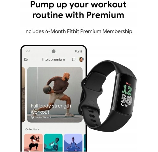 Фитнес Fitbit Charge 6 с приложениями Google, пульс на тренажерах