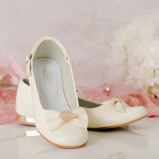 Buty wizytowe dziewczęce KBD-805 ecru 38 eleganckie 25,2 cm