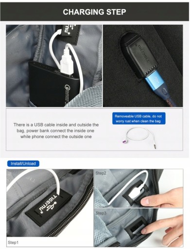 Рюкзак WRO Tigernu для ноутбука 18 T-B3905 RFID USB