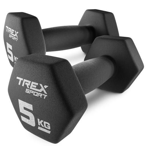 Zestaw 2x5kg hantle hantelki ciężarki do ćwiczeń winylowe Trex Sport