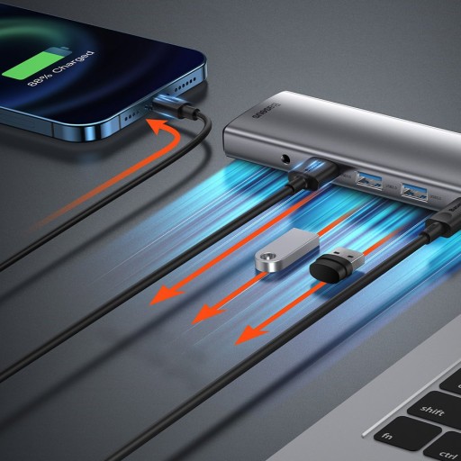 BASEUS HUB USB-C — 3x USB/USB-C PD 100 Вт/AUX/VGA/2x HDMI/SD/СЕТЕВАЯ КАРТА