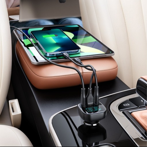 Автомобильное зарядное устройство с дисплеем 2x USB-C 1x USB 101 Вт Power Delivery Q