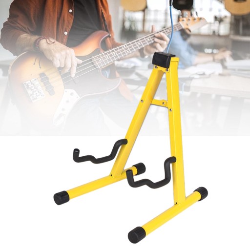 Stojak na gitarę elektryczną Profesjonalny, uniwersalny, składany instrument w kolorze żółtym