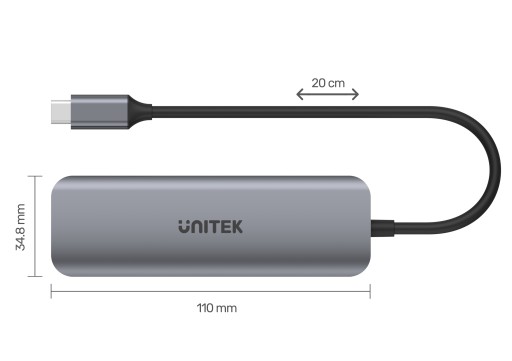 Концентратор Unitek Active с USB-C на 4 порта USB 3.1 Gen 1, microUSB, 5 Гбит/с, BC 1.2