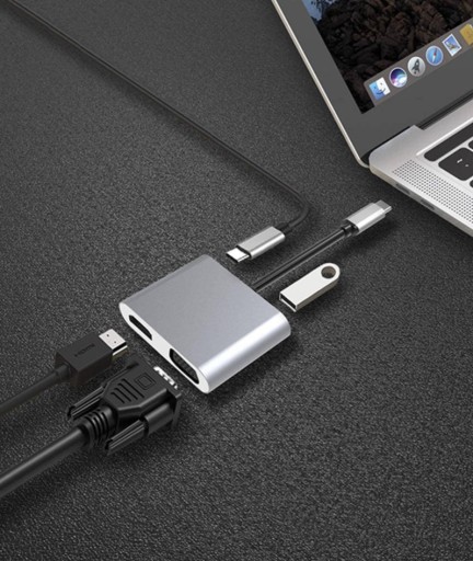 Адаптер USB-C Thunderbolt 3 или 4 4 в 1 HDMI 4K VGA USB 3.0 PD 100 Вт