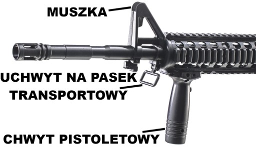 KARABIN NA KULKI M4A1 AMERYKAŃSKI REPLIKA ASG SNAJPERKA CIĘŻKA + LATARKA