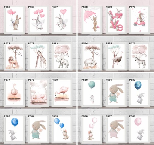 Установите 3 картинки плакаты A3 Pink Bunnies2