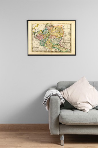 Старая карта Польши 1736 г. Холст 70x50