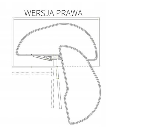 Угловая полка Kidney 1200 RIGHT антрацит доводчик FRONT 60CM