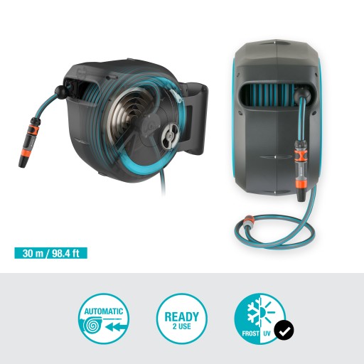 Барабан Gardena RollUp L настенный, поворотный, круглогодичный, морозостойкий, 30 м