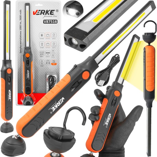 VERKE МАСТЕРСКАЯ ЛАМПА LED 1000LM 2600MAH V87516