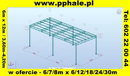 Стальная конструкция 6x6: навес, ангар, гараж, карпорт