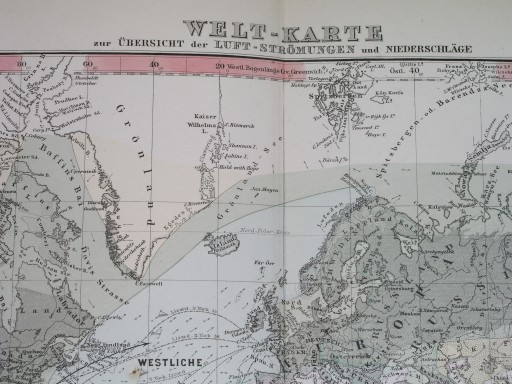 Оригинальная КАРТА МИРА 1881 года Европа Азия Африка Америка ПОГОДА КЛИМАТ отличная
